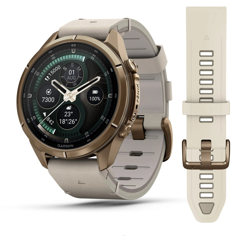 Garmin Fenix® 9 Pro - inReach®, 43mm, Autumn Gold Titanium with Bone Leather Band Watch 010-04335-41