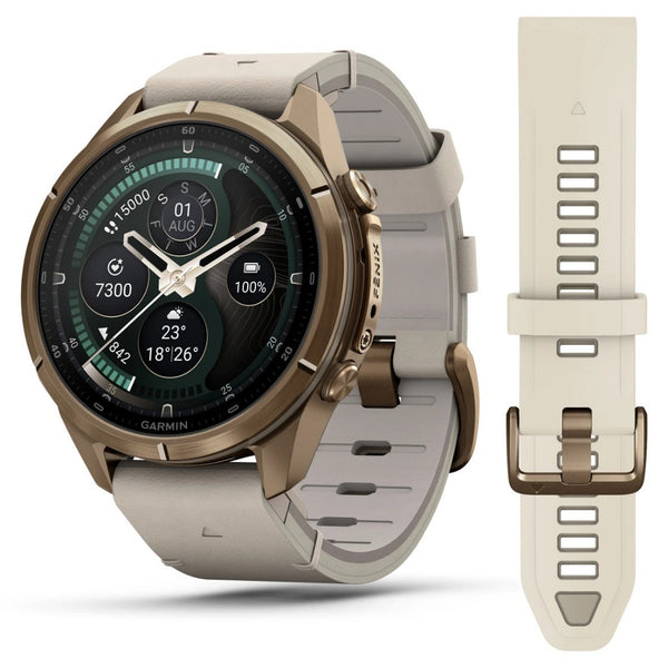 Garmin Fenix® 9 Pro - inReach®, 43mm, Autumn Gold Titanium with Bone Leather Band Watch 010-04335-41