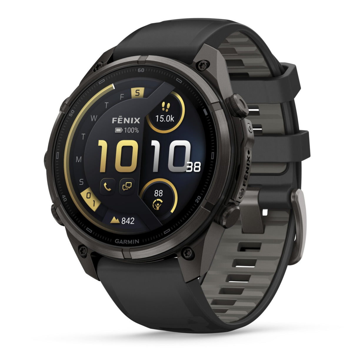 Garmin Fenix® 9 Pro - inReach®, 47mm, Carbon Gray DLC Titanium with Black/Pebble Grey Silicone Band Watch 010-04336-11