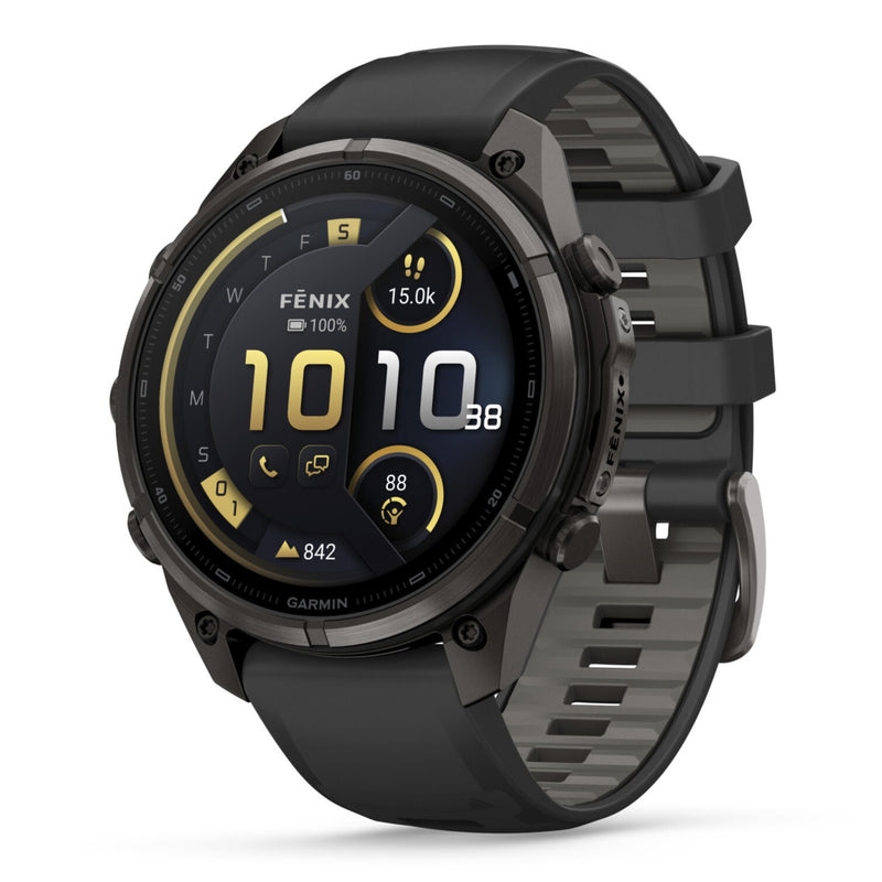 Garmin Fenix® 9 Pro - inReach®, 47mm, Carbon Gray DLC Titanium with Black/Pebble Grey Silicone Band Watch 010-04336-11