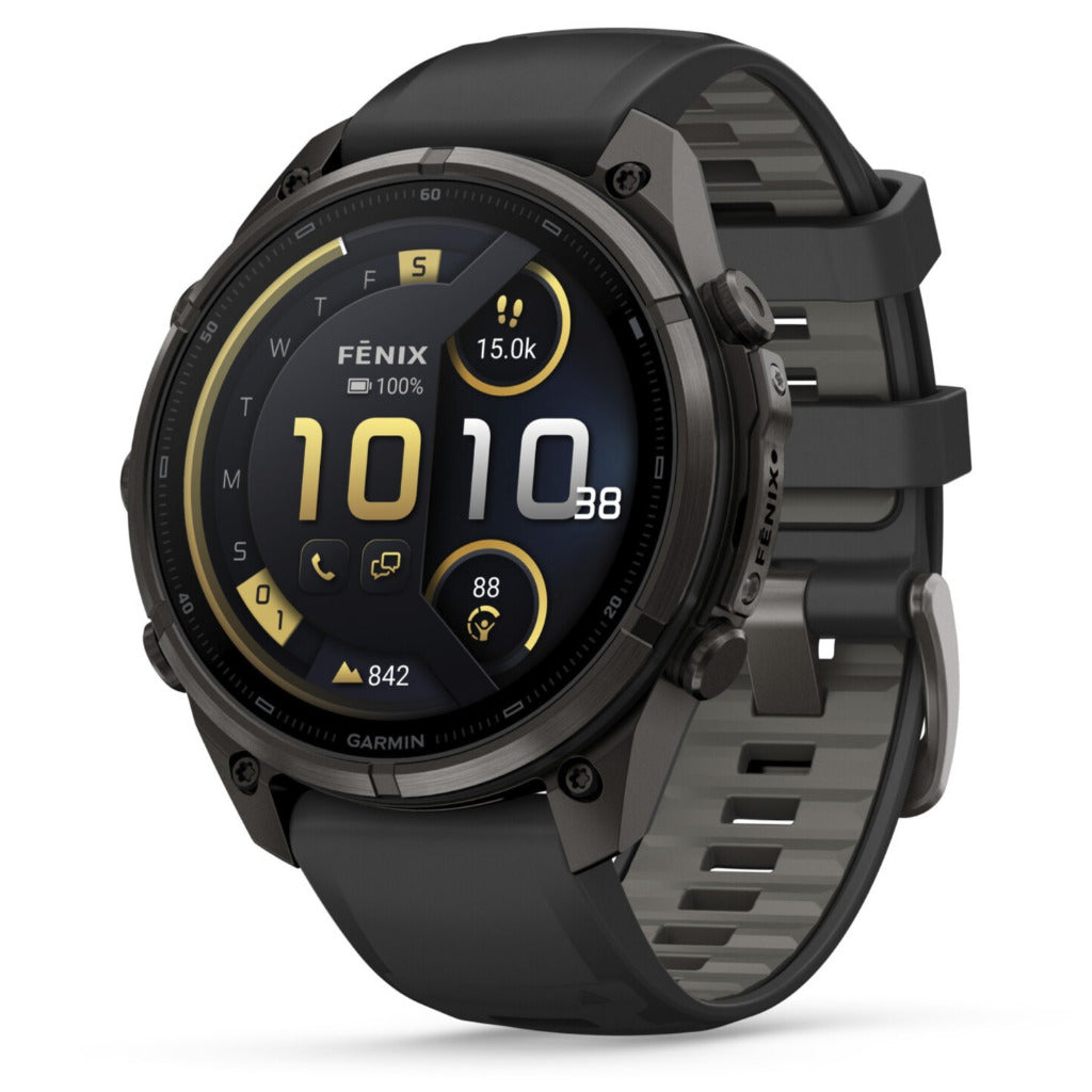 Garmin Fenix® 9 Pro - inReach®, 47mm, Carbon Gray DLC Titanium with Black/Pebble Grey Silicone Band Watch 010-04336-11