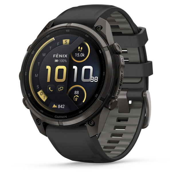 Garmin Fenix® 9 Pro - inReach®, 47mm, Carbon Gray DLC Titanium with Black/Pebble Grey Silicone Band Watch 010-04336-11