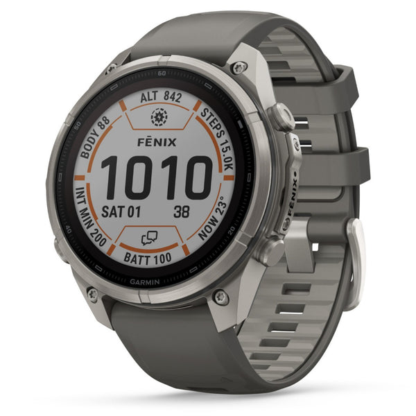 Garmin Fenix® 9 Pro - inReach®, Solar, 47mm, Titanium with Pebble Grey Silicone Band Watch 010-04338-01