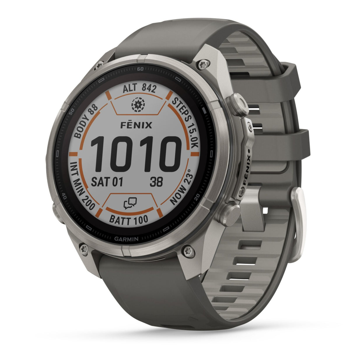 Garmin Fenix® 9 Pro - inReach®, Solar, 47mm, Titanium with Pebble Grey Silicone Band Watch 010-04338-01