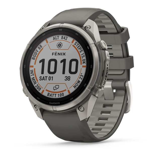 Garmin Fenix® 9 Pro - inReach®, Solar, 47mm, Titanium with Pebble Grey Silicone Band Watch 010-04338-01