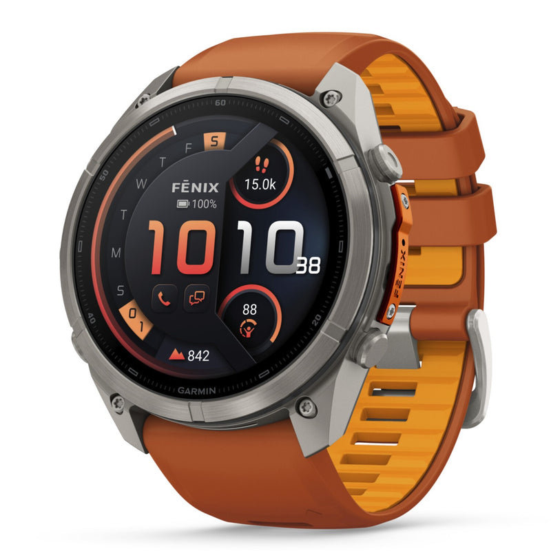 Garmin Fenix® 9 Pro - inReach®, 51mm, Titanium with Autumn Orange/Spark Orange Silicone Band Watch 010-04337-01
