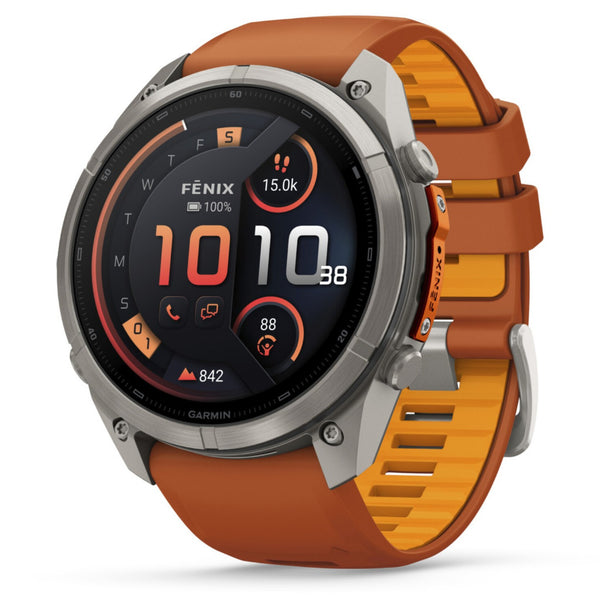 Garmin Fenix® 9 Pro - inReach®, 51mm, Titanium with Autumn Orange/Spark Orange Silicone Band Watch 010-04337-01