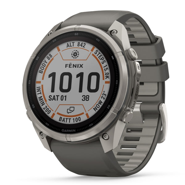 Garmin Fenix® 9 Pro - inReach®, Solar, 51mm, Titanium with Pebble Grey Silicone Band Watch 010-04339-01