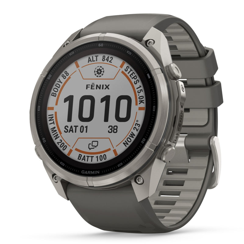 Garmin Fenix® 9 Pro - inReach®, Solar, 51mm, Titanium with Pebble Grey Silicone Band Watch 010-04339-01
