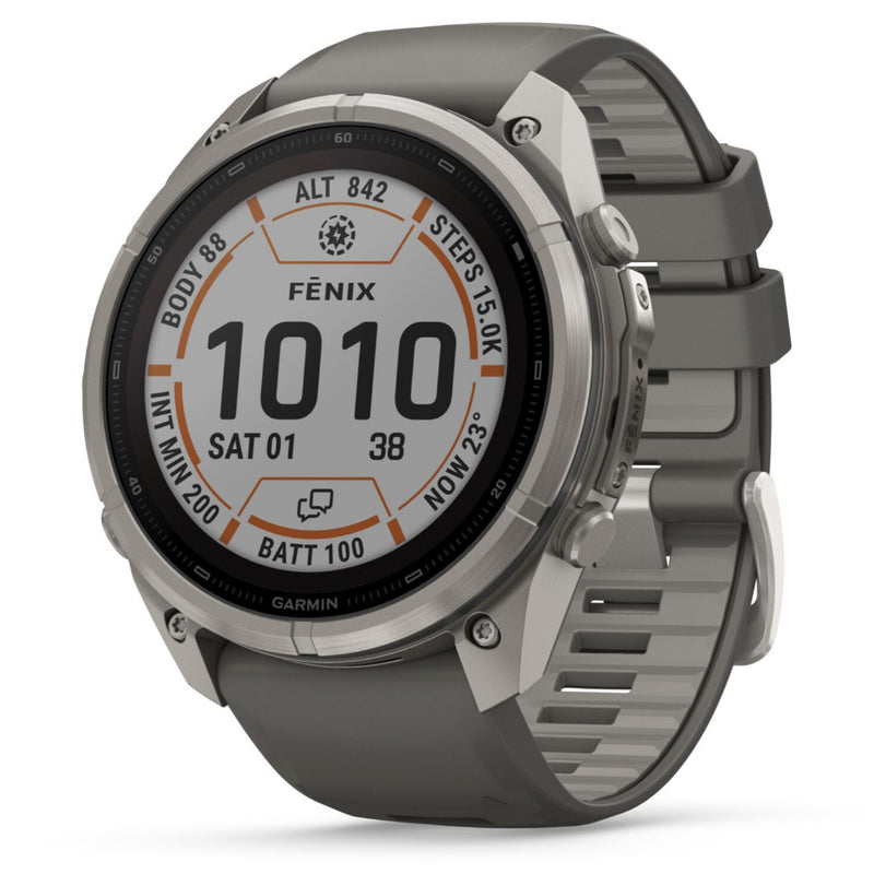 Garmin Fenix® 9 Pro - inReach®, Solar, 51mm, Titanium with Pebble Grey Silicone Band Watch 010-04339-01