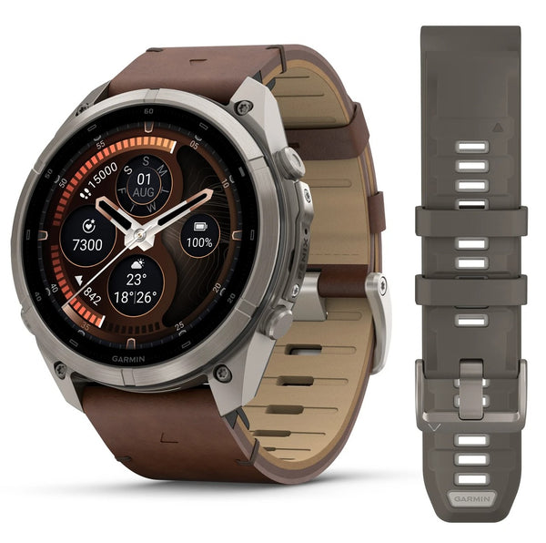 Garmin Fenix® 9 Pro - inReach®, 51mm, Titanium with Walnut Leather Band Watch 010-04337-41
