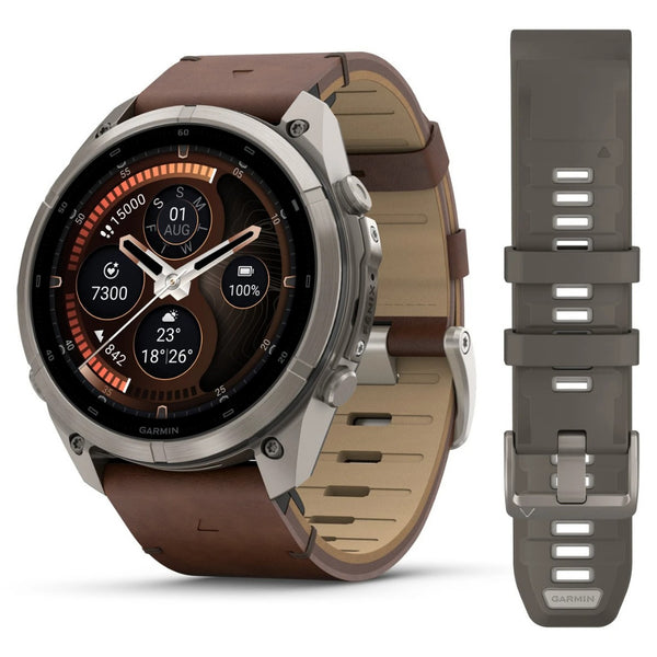 Garmin Fenix® 9 Pro - inReach®, 51mm, Titanium with Walnut Leather Band Watch 010-04337-41