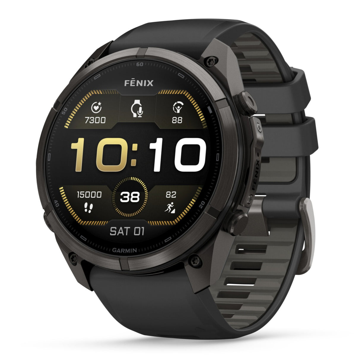 Garmin Fenix® 9 Pro - 51mm, Carbon Gray DLC Titanium with Black/Pebble Grey Silicone Band Watch 010-04337-16