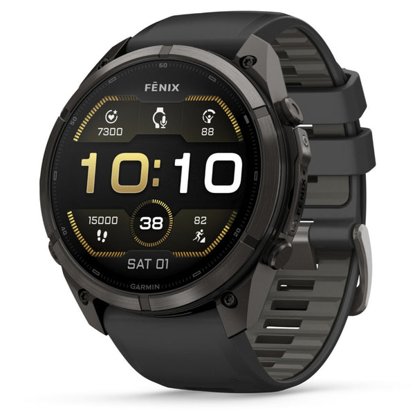 Garmin Fenix® 9 Pro - 51mm, Carbon Gray DLC Titanium with Black/Pebble Grey Silicone Band Watch 010-04337-16