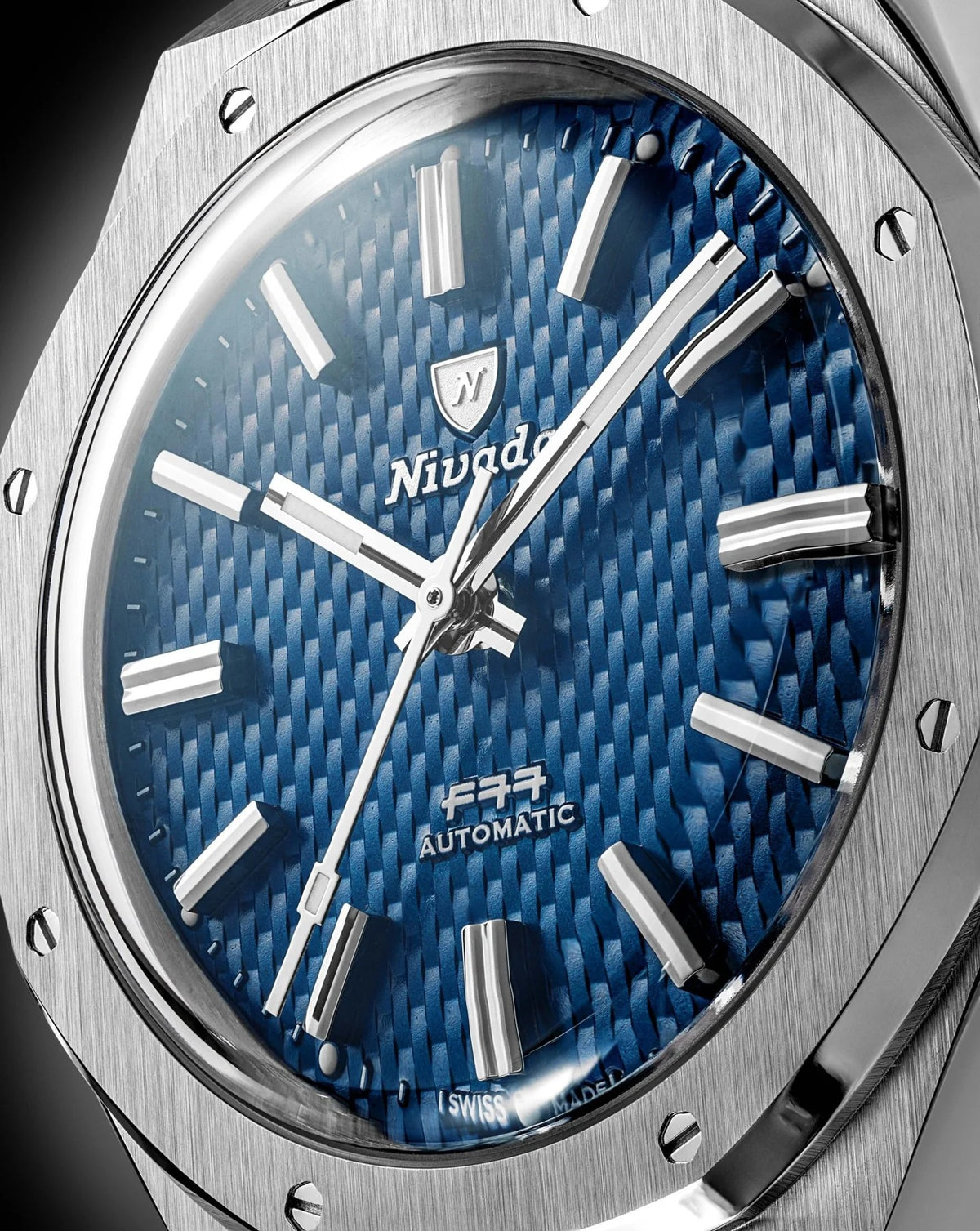 Nivada Grenchen F77 Blue MK2 No Date 38mm Stainless Steel Watch 68045A77