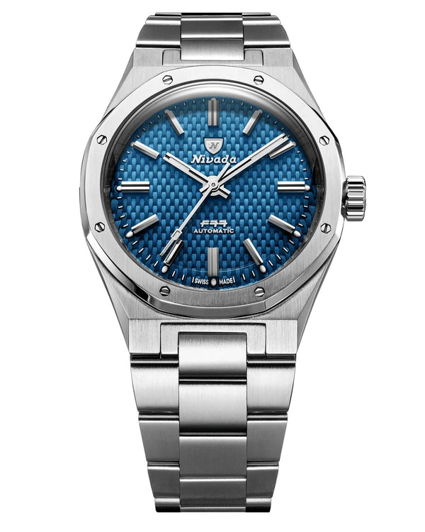 Nivada Grenchen F77 Blue MK2 No Date 38mm Stainless Steel Watch 68045A77