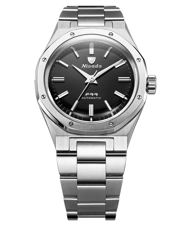 Nivada Grenchen F77 Dark Onyx MK2 38mm Watch 68035A77