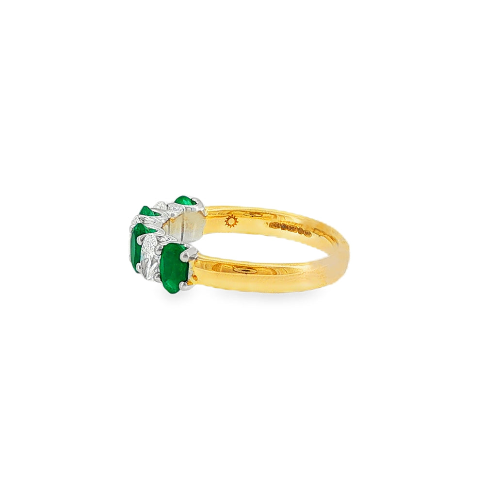 Emerald & Diamond Oval Cut 18ct Yellow Gold & Platinum Eternity Ring