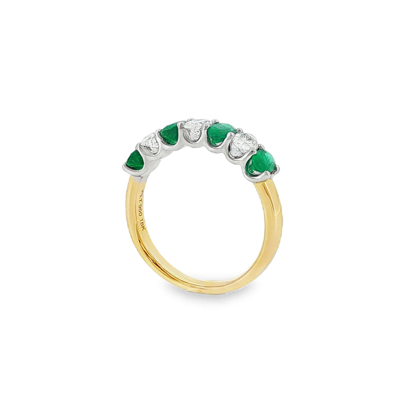Emerald & Diamond Oval Cut 18ct Yellow Gold & Platinum Eternity Ring