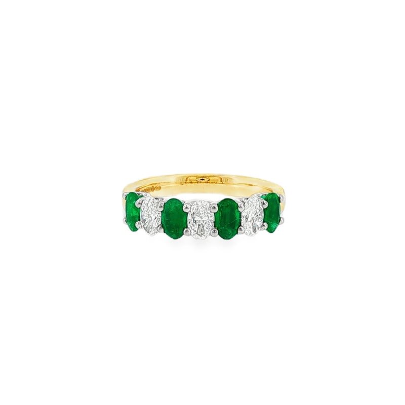 Emerald & Diamond Oval Cut 18ct Yellow Gold & Platinum Eternity Ring