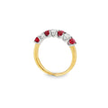 Ruby & Diamond Oval Cut 18ct Yellow Gold & Platinum Eternity Ring