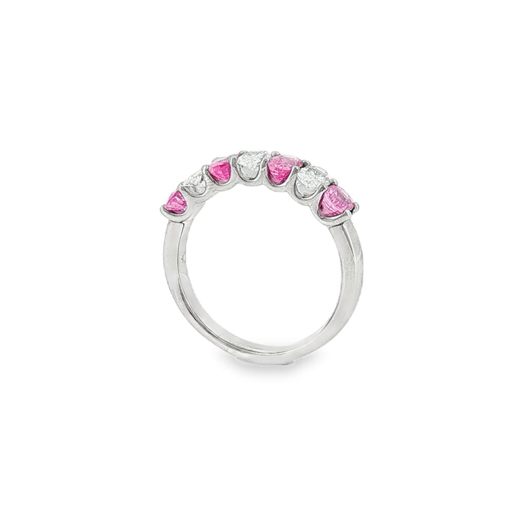 Pink Sapphire & Diamond Oval Cut Platinum Eternity Ring