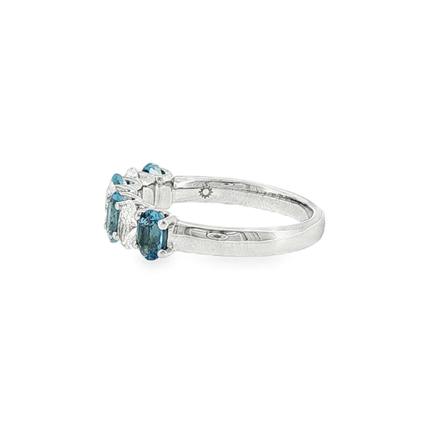 Aquamarine & Diamond Oval Cut Platinum Eternity Ring