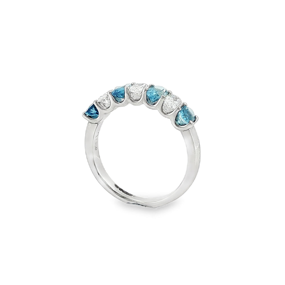Aquamarine & Diamond Oval Cut Platinum Eternity Ring