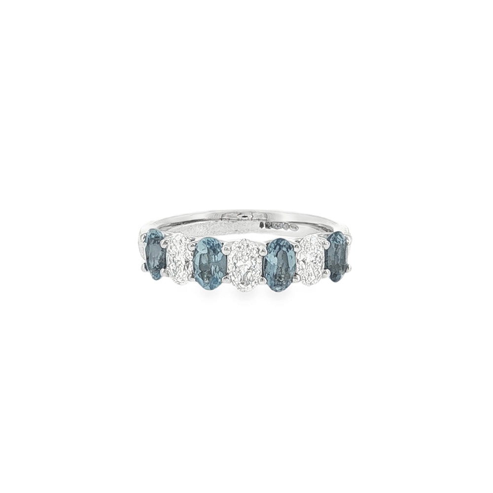Aquamarine & Diamond Oval Cut Platinum Eternity Ring
