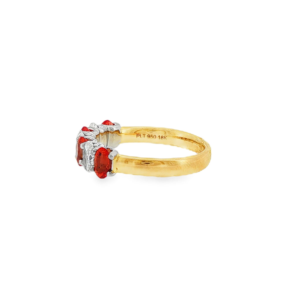 Orange Sapphire & Diamond Oval Cut 18ct Yellow Gold & Platinum Eternity Ring