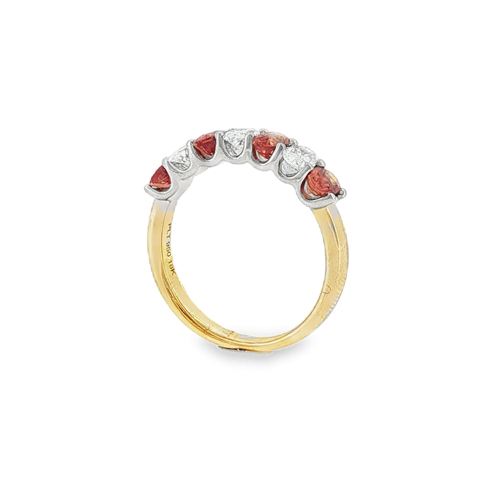 Orange Sapphire & Diamond Oval Cut 18ct Yellow Gold & Platinum Eternity Ring
