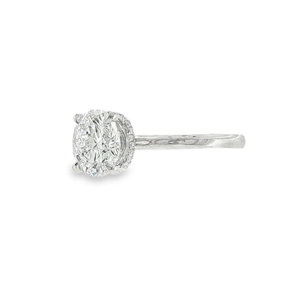 Round Brilliant Cut 3.00ct Lab Grown Diamond, Platinum Hidden Halo Ring