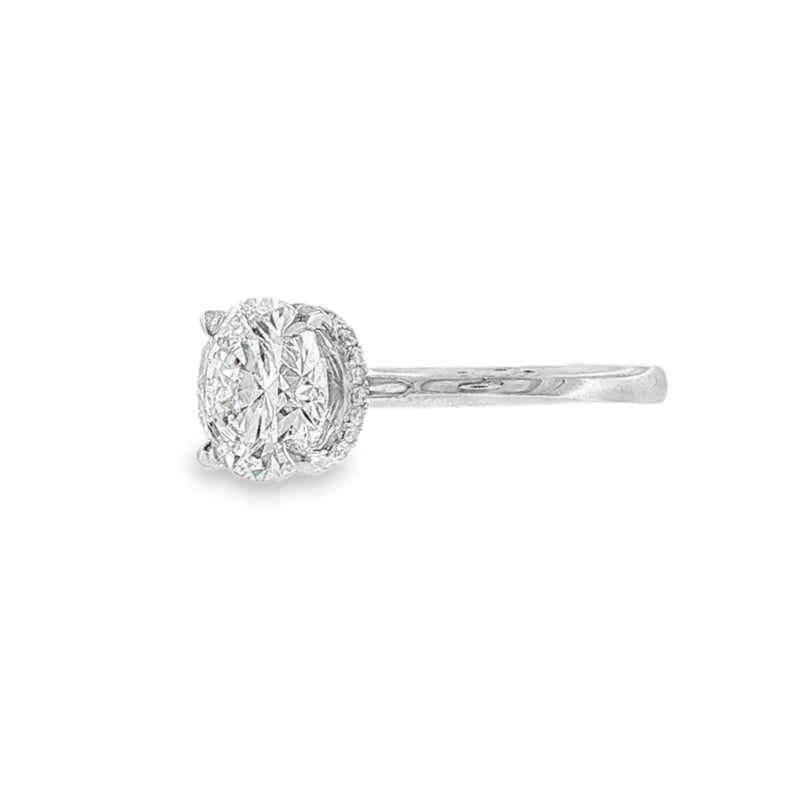 Round Brilliant Cut 3.00ct Lab Grown Diamond, Platinum Hidden Halo Ring