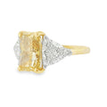 Yellow Radiant and Trilliant Cut 10.45ct Lab Grown Trilogy, 18ct Yellow Gold & Platinum Ring