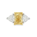 Yellow Radiant and Trilliant Cut 10.45ct Lab Grown Trilogy, 18ct Yellow Gold & Platinum Ring