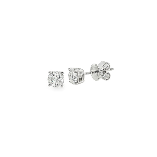 Lab Grown 1.08ct Round Brilliant Cut Diamond, Platinum Stud Earrings