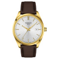 Tissot PR 100 Yellow Gold, Silver Dial, Brown Leather Strap 40mm Watch T1504103639100