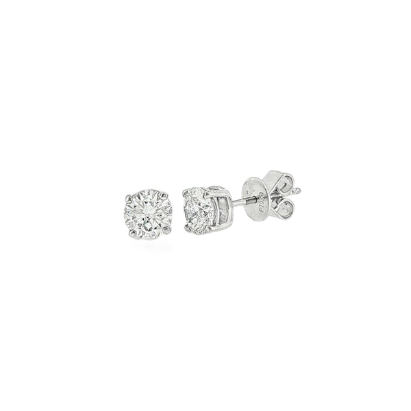 Lab Grown 1.44ct Round Brilliant Cut Diamond, Platinum Stud Earrings