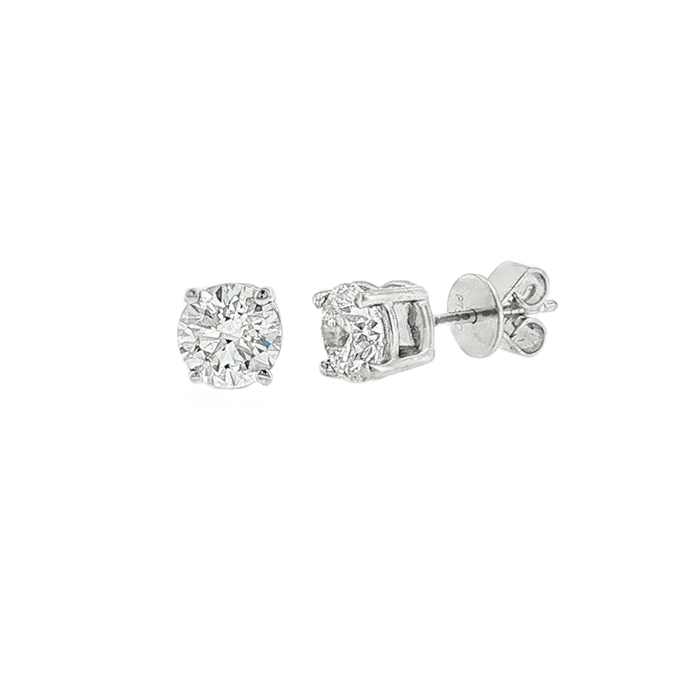 Lab Grown 2.04ct Round Brilliant Cut Diamond, Platinum Stud Earrings