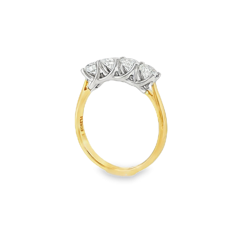 Round Brilliant Cut 1.00ct Four Stone Diamond, 18ct Yellow Gold & Platinum Ring