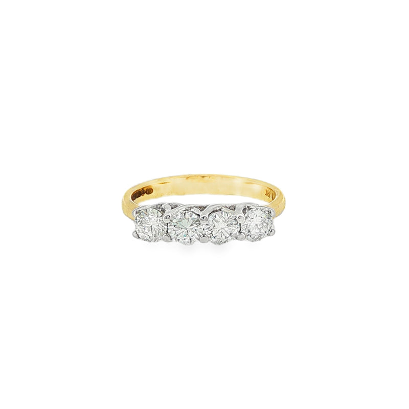 Round Brilliant Cut 1.00ct Four Stone Diamond, 18ct Yellow Gold & Platinum Ring