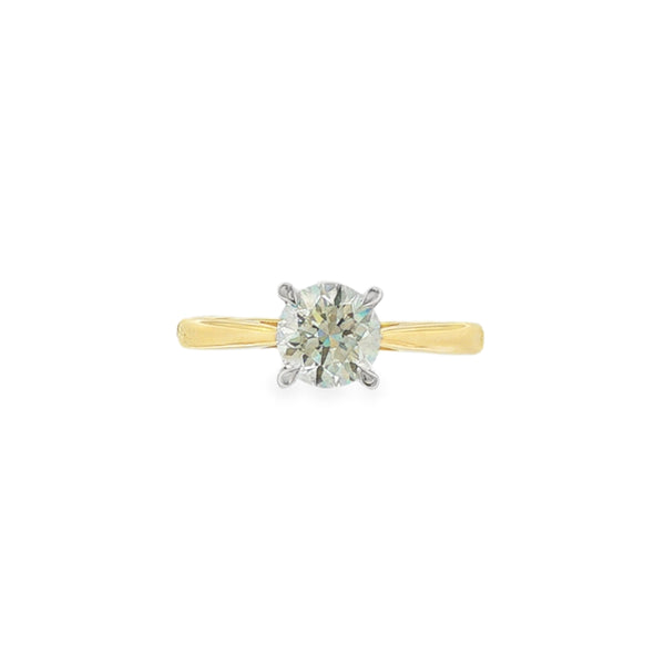 Round Brilliant Cut 1.00ct, 18ct Yellow Gold & Platinum Ring