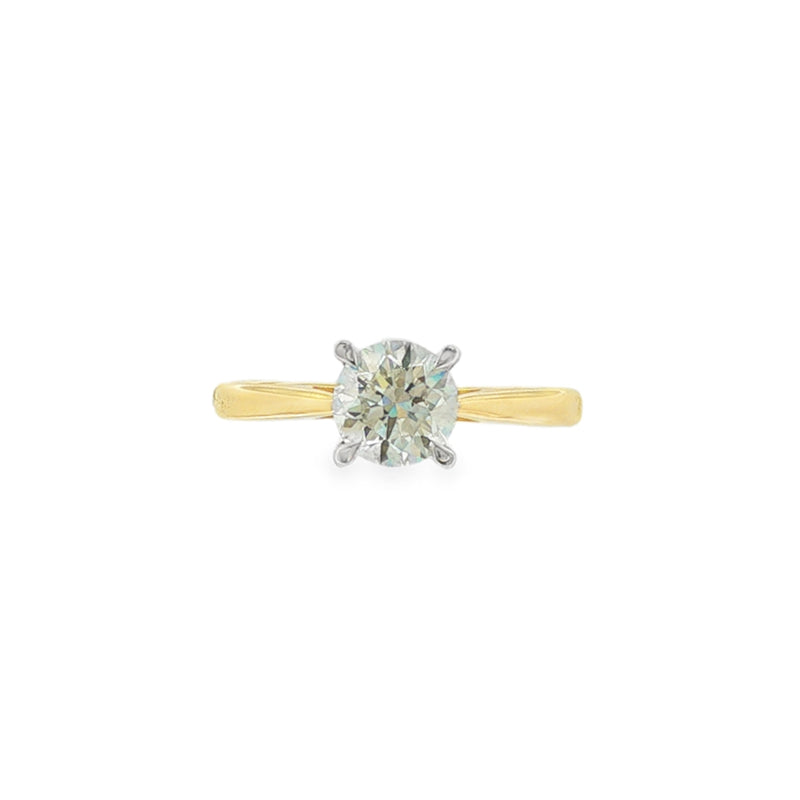 Round Brilliant Cut 1.00ct, 18ct Yellow Gold & Platinum Ring