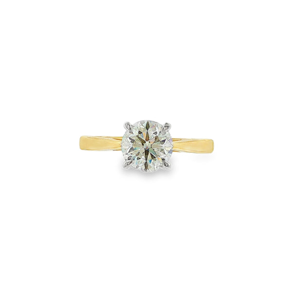 Round Brilliant Cut 1.50ct, 18ct Yellow Gold & Platinum Ring