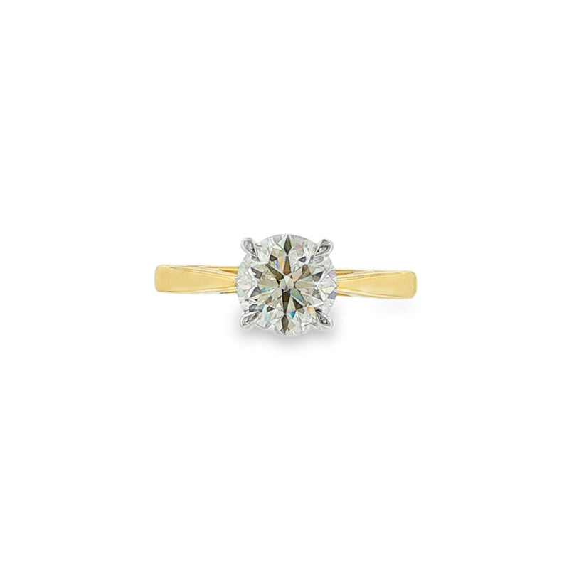 Round Brilliant Cut 1.50ct, 18ct Yellow Gold & Platinum Ring
