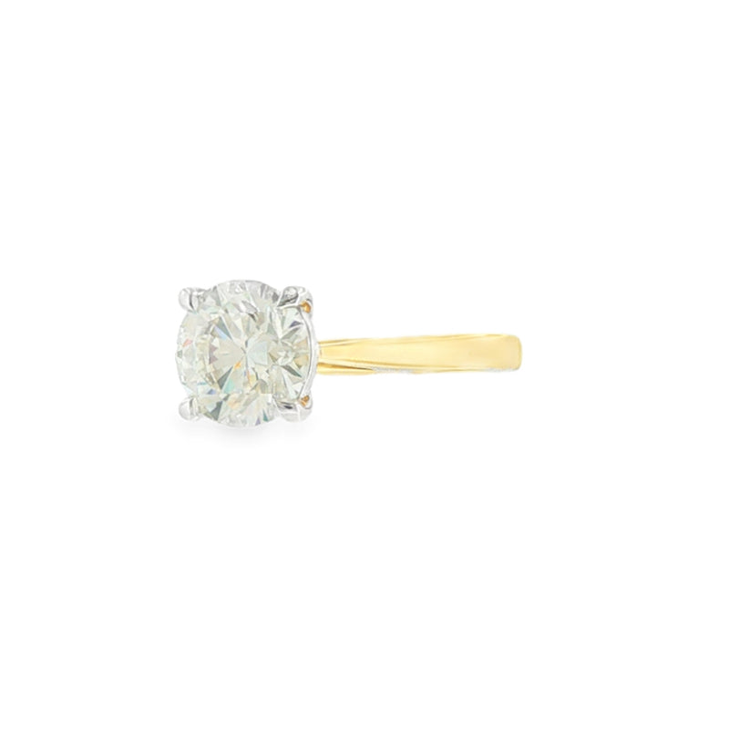 Round Brilliant Cut 2.01ct, 18ct Yellow Gold & Platinum Ring