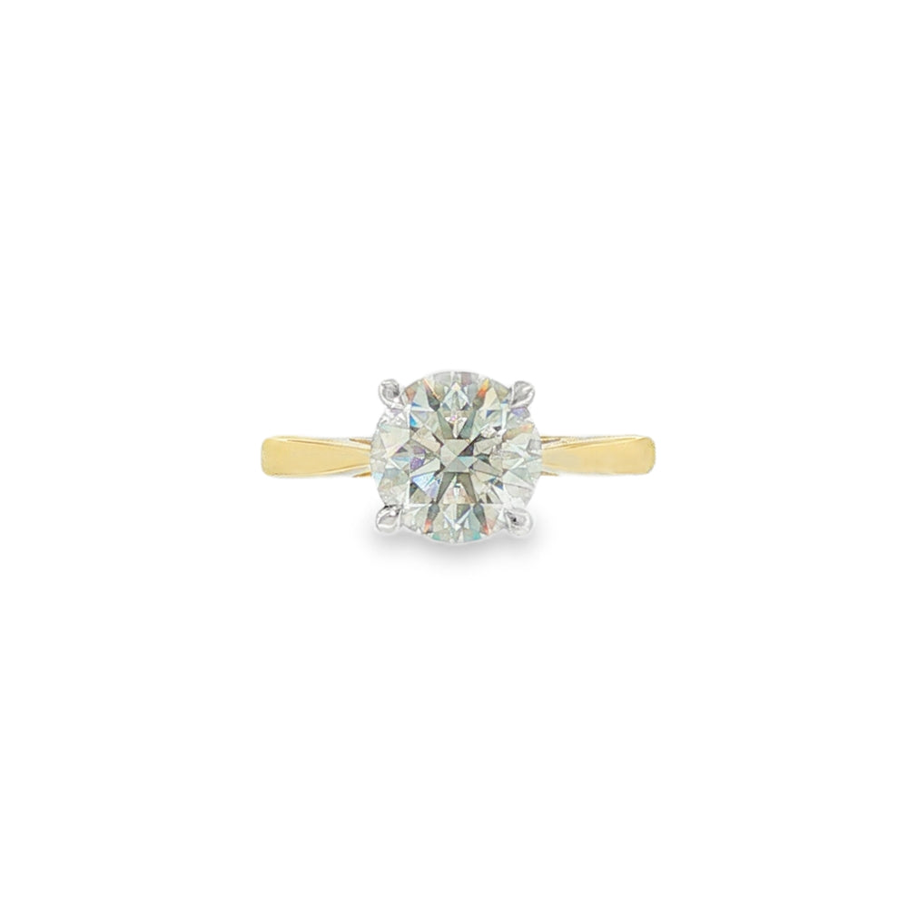 Round Brilliant Cut 2.01ct, 18ct Yellow Gold & Platinum Ring