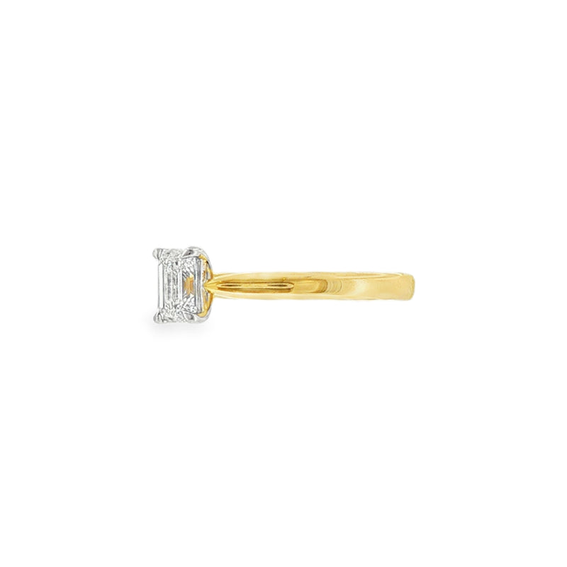 Emerald Cut 0.52ct, 18ct Yellow Gold & Platinum Ring