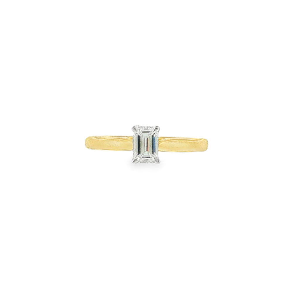 Emerald Cut 0.52ct, 18ct Yellow Gold & Platinum Ring