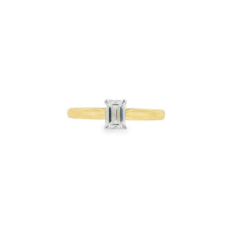 Emerald Cut 0.52ct, 18ct Yellow Gold & Platinum Ring